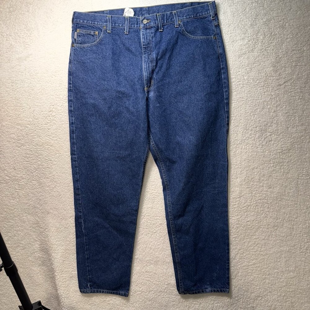 Vintage 90's Carhartt Jeans 44x32 Blue Denim Workwear B17 DST Relaxed Fit Pants